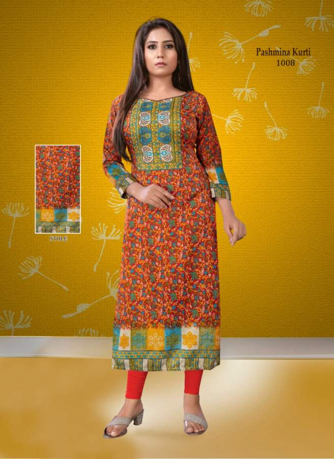 Poorvi Pashmina 1 Printed Pashmina Long Kurti Collection