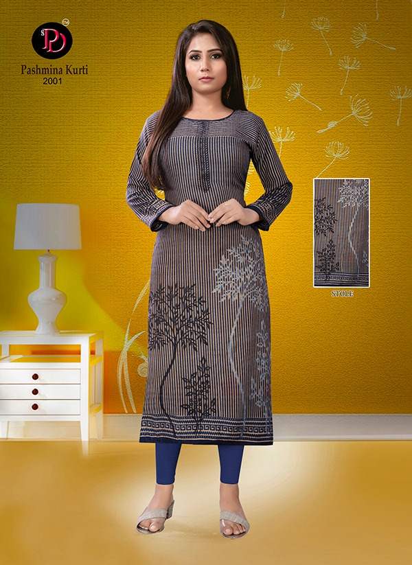 Poorvi Pashmina 2 Printed Pashmina Long Kurti Collection