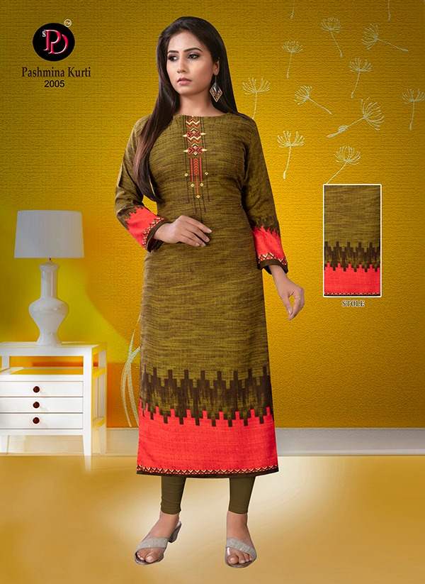 Poorvi Pashmina 2 Printed Pashmina Long Kurti Collection