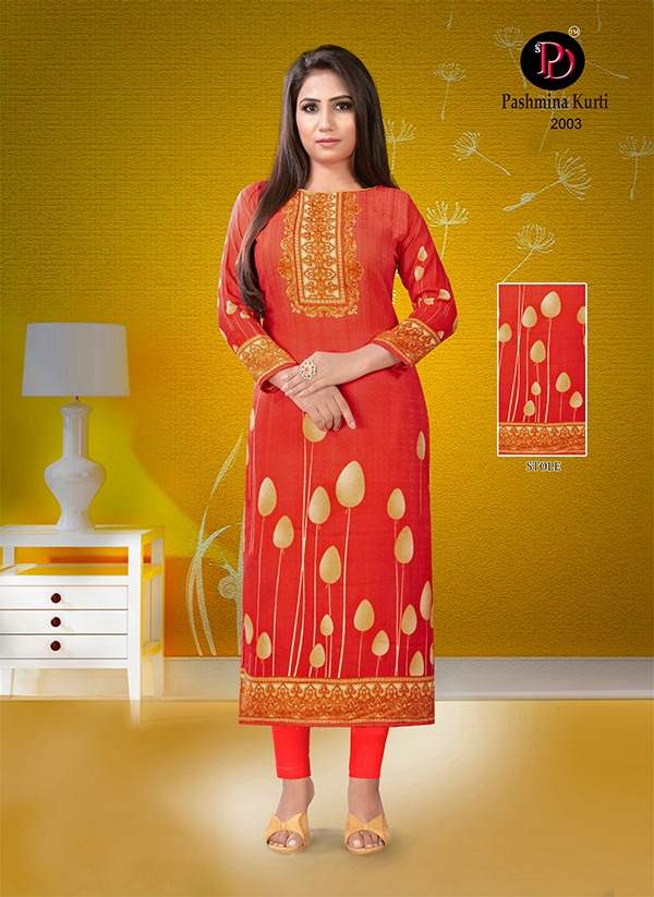 Poorvi Pashmina 2 Printed Pashmina Long Kurti Collection
