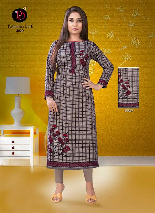Poorvi Pashmina 2 Printed Pashmina Long Kurti Collection