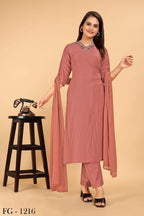 Fg Manohari Pure Bsy Chinnon Kurti With Bottom Dupatta Collection