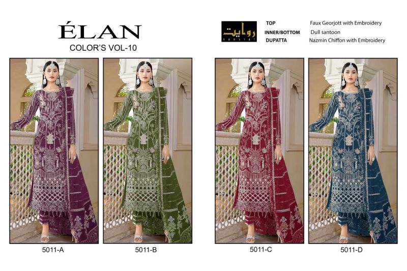 Rawayat Elan Colors Vol 10 Faux Georgette Pakistani Salwar Suit