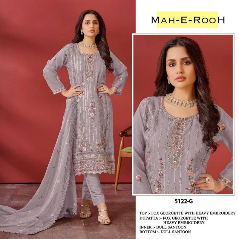 Mah E Rooh 5122 F to J Faux Georgette Embroidery Salwar Suit