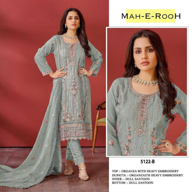 Mah E Rooh 5122 A to E Organza Embroidery Salwar Suit