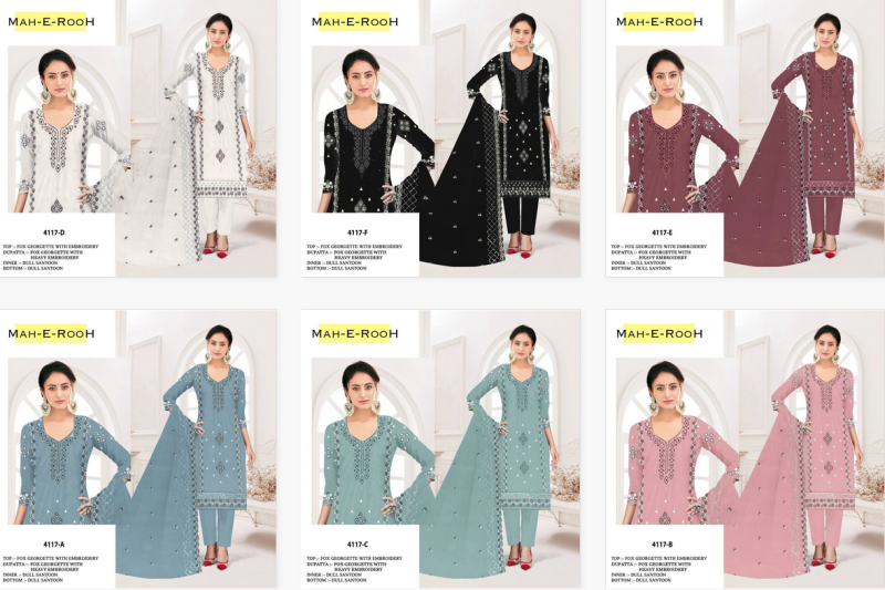 Mah E Rooh 4117 A To F Georgette Salwar Suit Collection