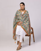 Kalamkari Print Lilen Zari Patta Dupatta Collection