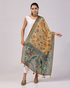 Kalamkari Print Lilen Zari Patta Dupatta Collection