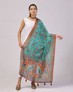Kalamkari Print Lilen Zari Patta Dupatta Collection