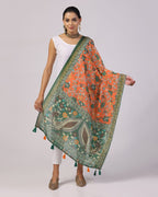 Kalamkari Print Lilen Zari Patta Dupatta Collection