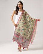 Kalamkari Print Lilen Zari Patta Dupatta Collection