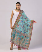 Kalamkari Print Lilen Zari Patta Dupatta Collection