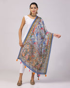 Kalamkari Print Lilen Zari Patta Dupatta Collection