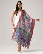 Kalamkari Print Lilen Zari Patta Dupatta Collection
