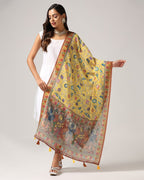 Kalamkari Print Lilen Zari Patta Dupatta Collection