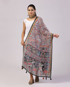 Kalamkari Print Lilen Zari Patta Dupatta Collection