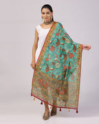 Kalamkari Print Lilen Zari Patta Dupatta Collection