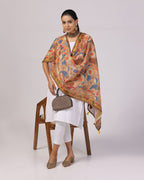 Kalamkari Print Lilen Zari Patta Dupatta Collection