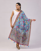 Kalamkari Print Lilen Zari Patta Dupatta Collection