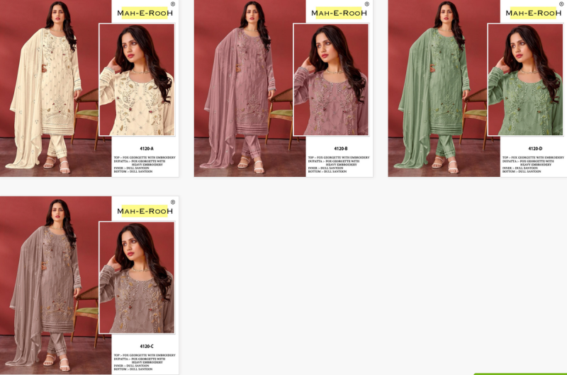 Mah E Rooh 4120 A To D Georgette Salwar Kameez Collection