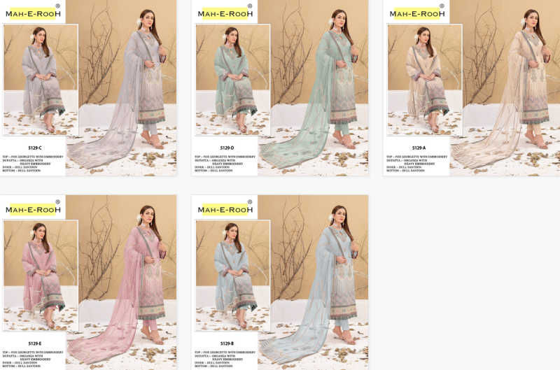Mah E Rooh 5129 Georgette Salwar Kameez Collection