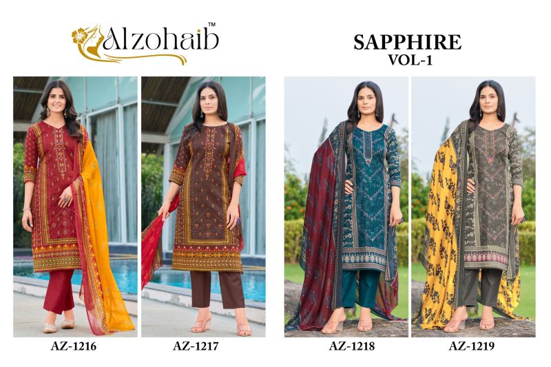 Alzohaib Sapphire Vol 1 Chiffon Dupatta Pakistani Salwar Suits Collection