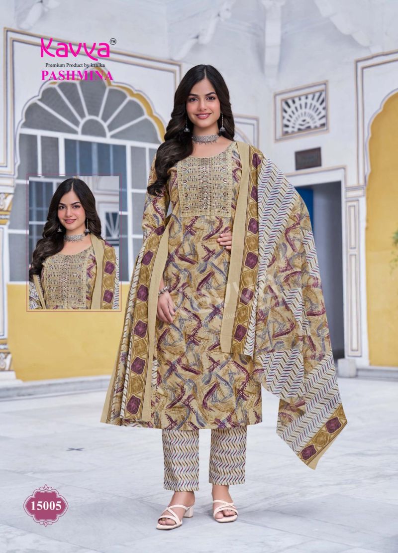 Kavya Pashmina Vol 15 Kurti Pant With Dupatta Collection