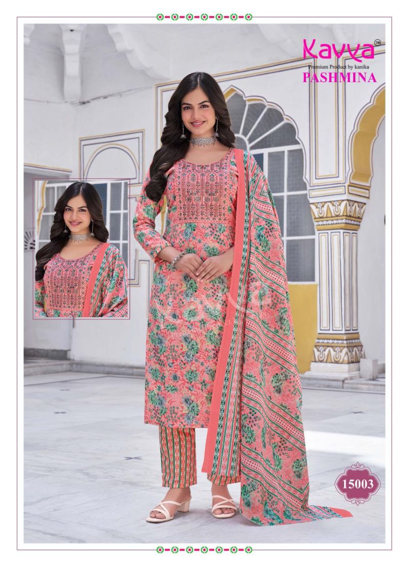 Kavya Pashmina Vol 15 Kurti Pant With Dupatta Collection