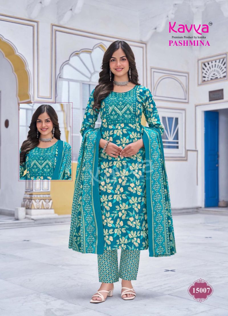Kavya Pashmina Vol 15 Kurti Pant With Dupatta Collection