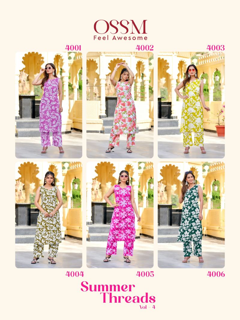 Ossm Summer Threads Vol 4 Cotton Printed Co Ord Set Collection