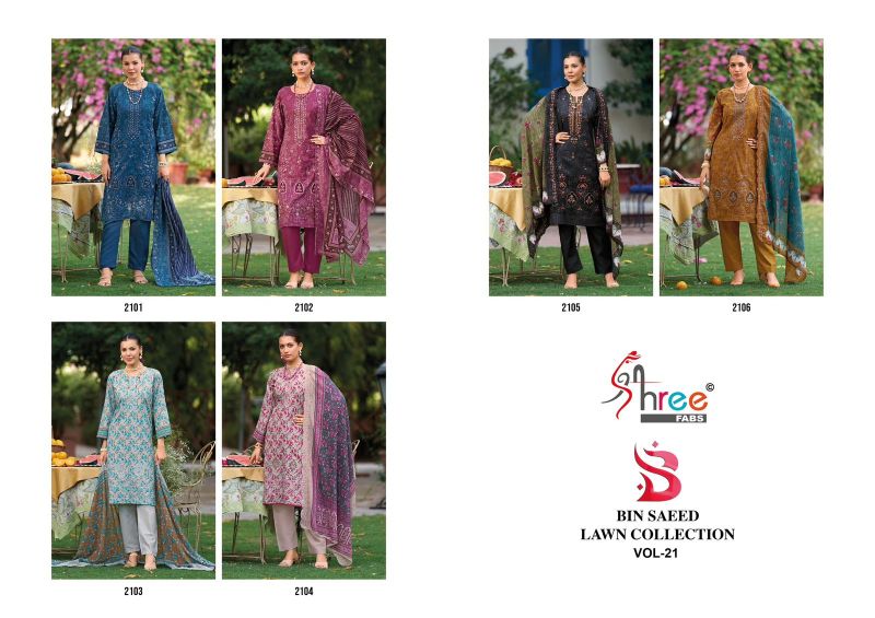 Shree Bin Saeed Lawn Collection Vol 21 Readymade Collection