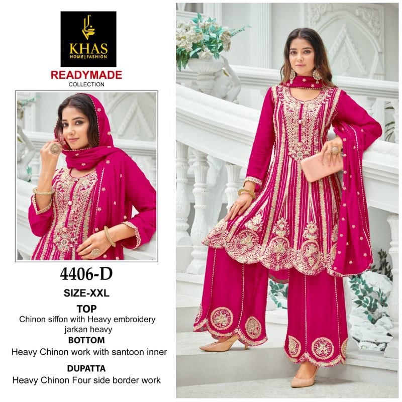 Khas 4406 D To F Chinon Ready Made Pakistani Suits Collection
