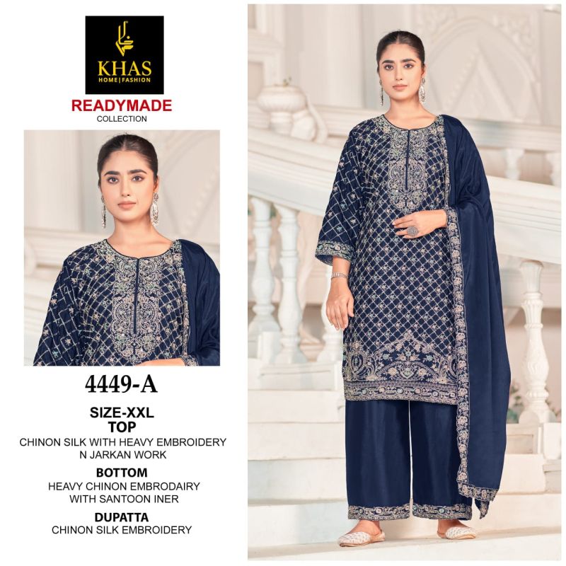 Khas 4449 Chinon Silk Ready Made Pakistani Suits Collection