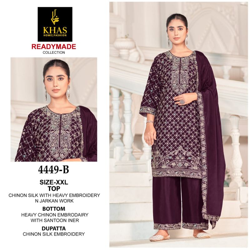 Khas 4449 Chinon Silk Ready Made Pakistani Suits Collection