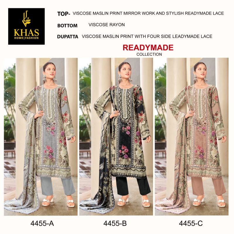 Khas 4455 Viscose Maslin Ready Made Pakistani Suits Collection