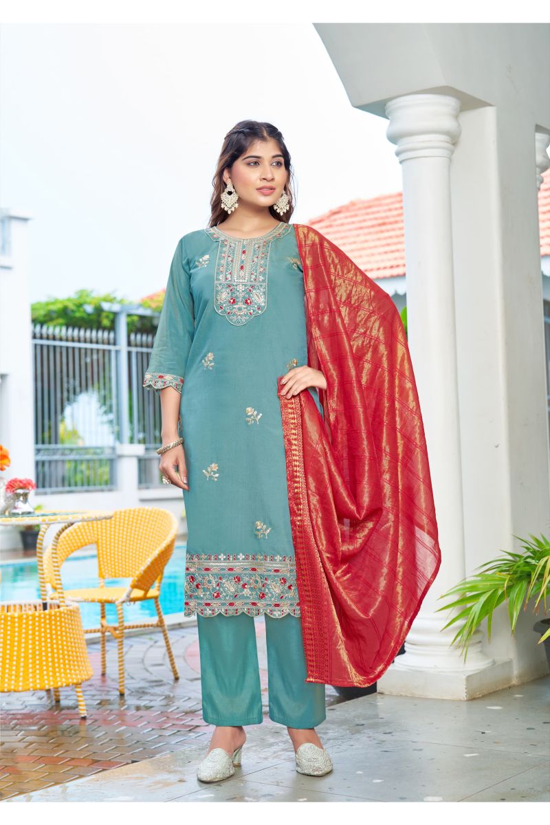 Ossm Mahek Vol 2 Roman Shimmer Kurti Bottom With Dupatta