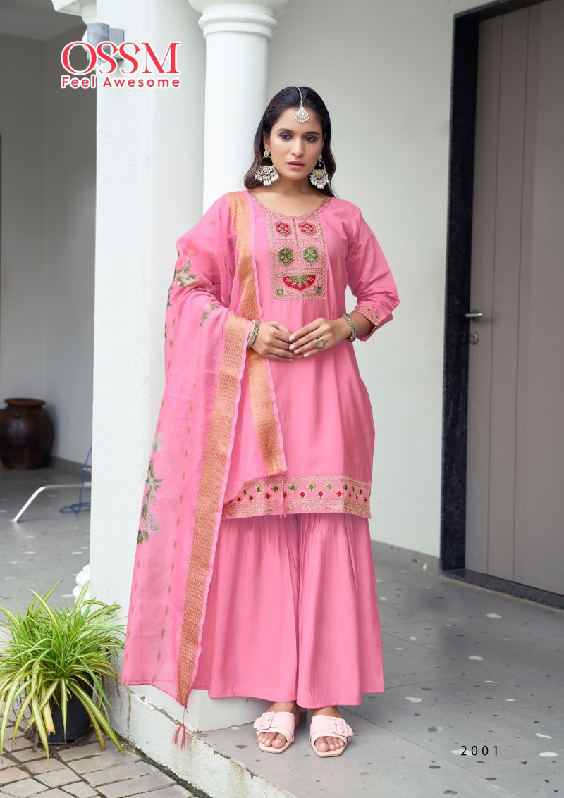Ossm Mannat Sharara Vol 2 Viscose Roman Silk Readymade Collection