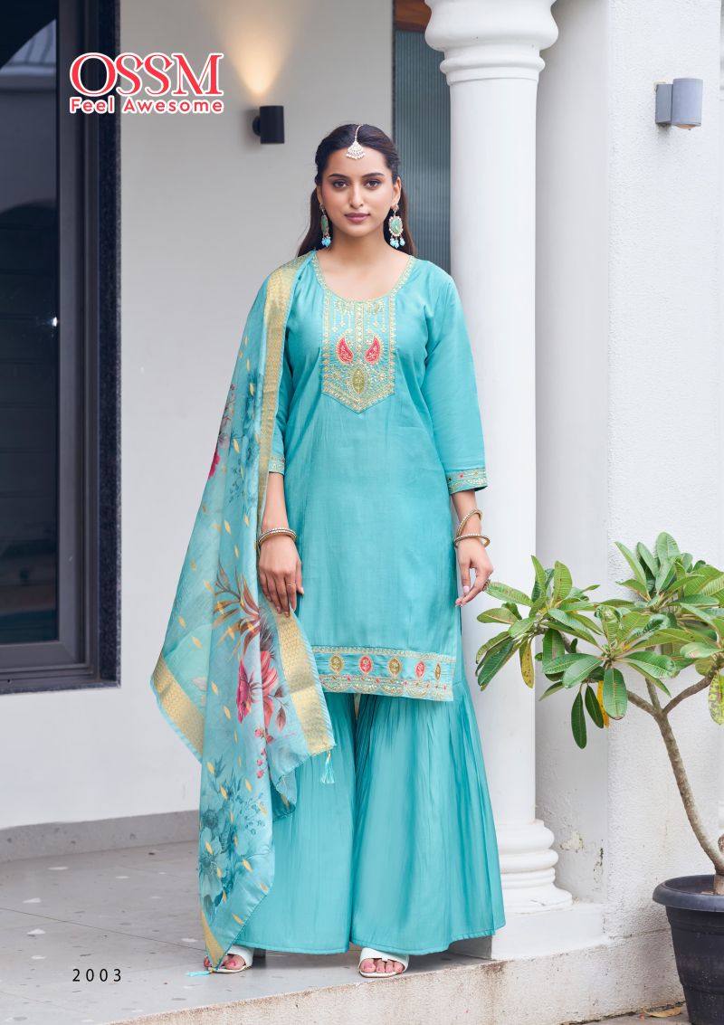 Ossm Mannat Sharara Vol 2 Viscose Roman Silk Readymade Collection