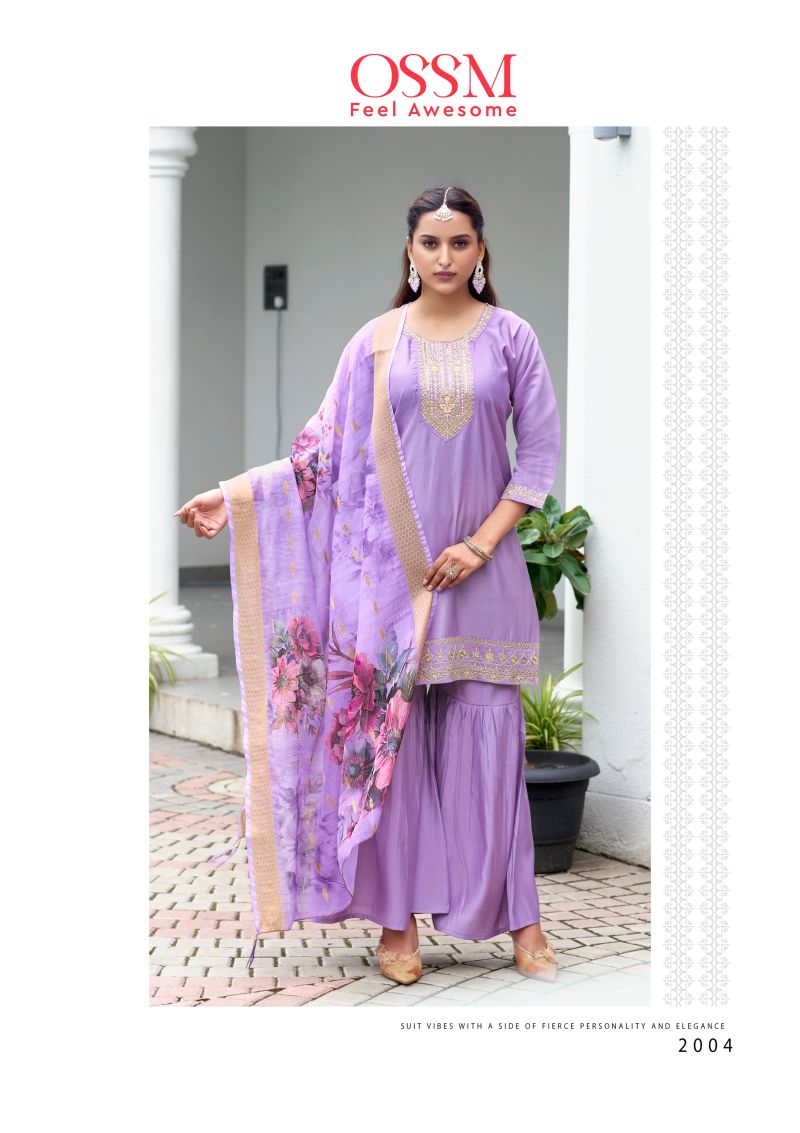 Ossm Mannat Sharara Vol 2 Viscose Roman Silk Readymade Collection