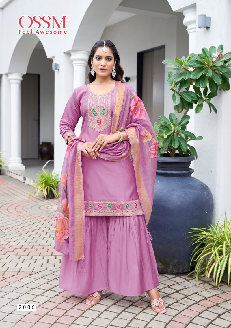 Ossm Mannat Sharara Vol 2 Viscose Roman Silk Readymade Collection