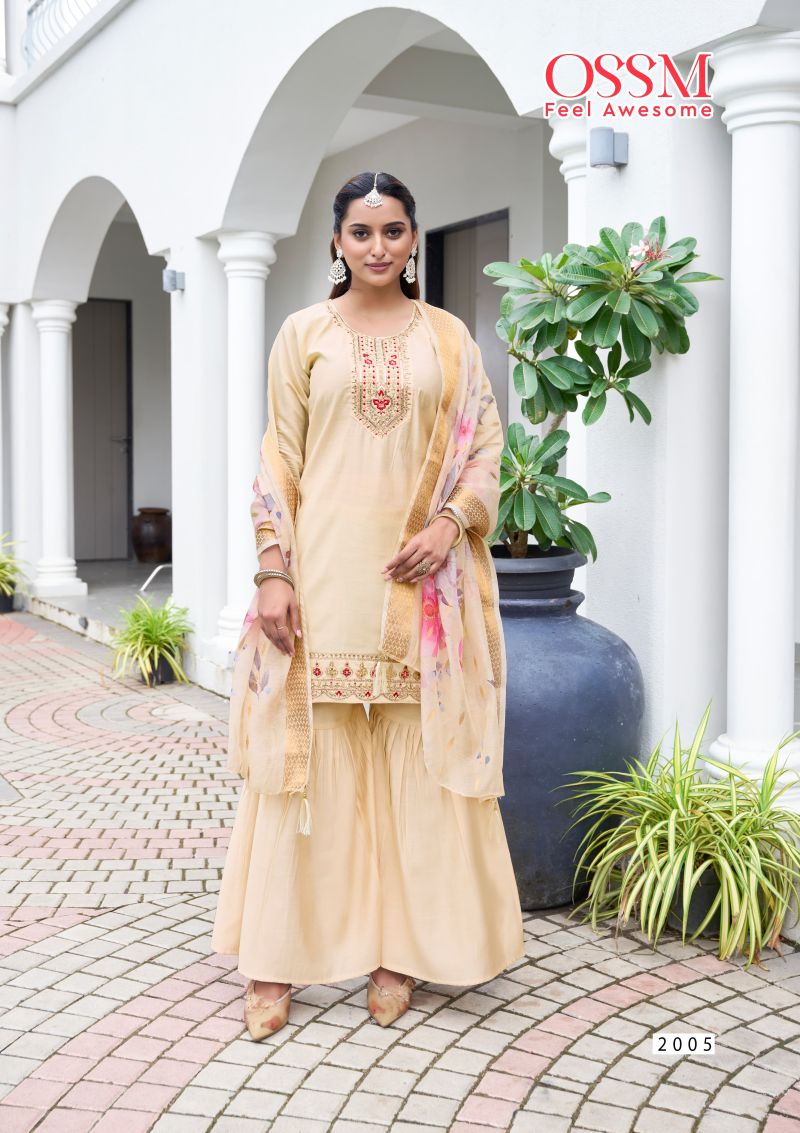 Ossm Mannat Sharara Vol 2 Viscose Roman Silk Readymade Collection