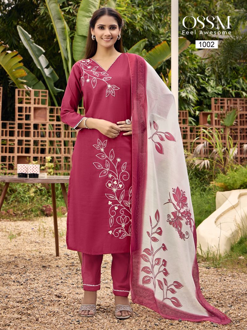 Ossm Noor 1001 Series Viscose Vatican Silk Kurti Bottom With Dupatta