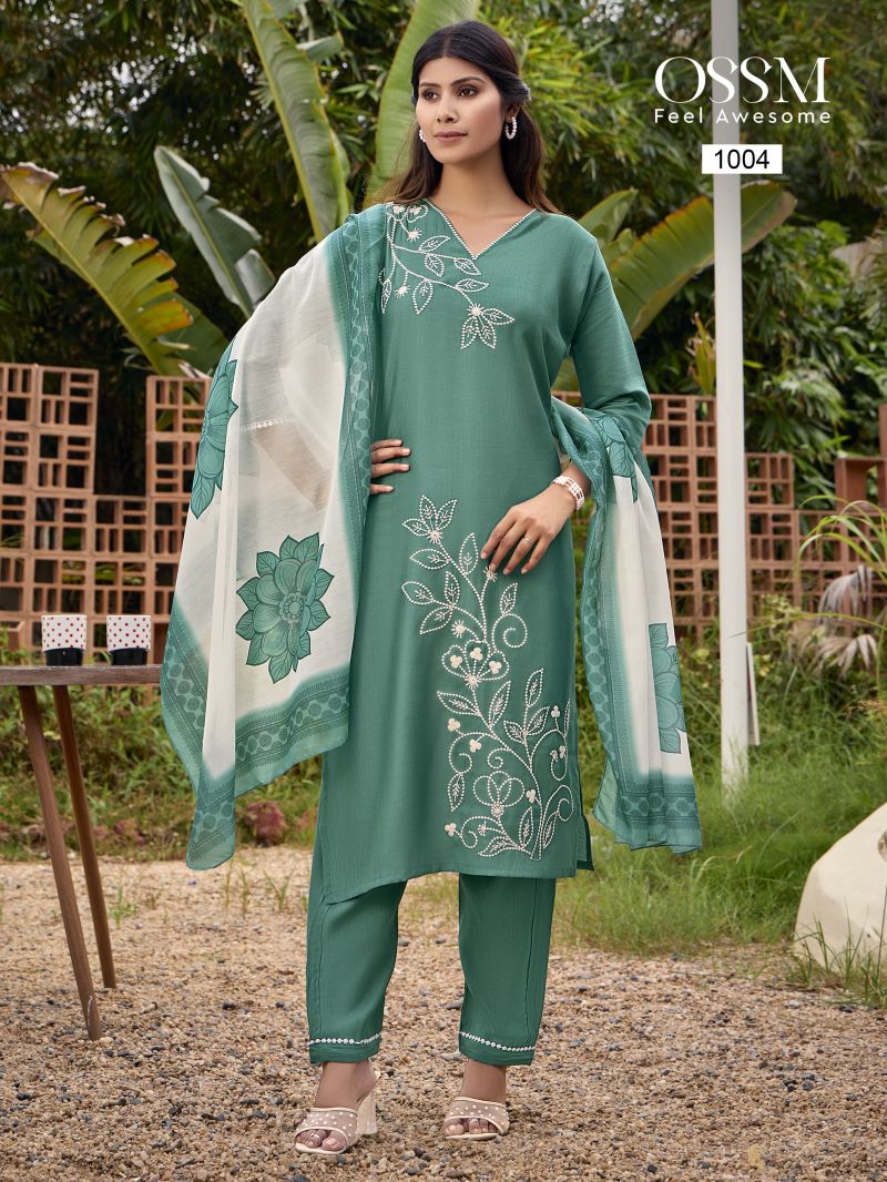 Ossm Noor 1001 Series Viscose Vatican Silk Kurti Bottom With Dupatta
