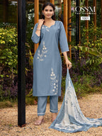 Ossm Noor 1001 Series Viscose Vatican Silk Kurti Bottom With Dupatta