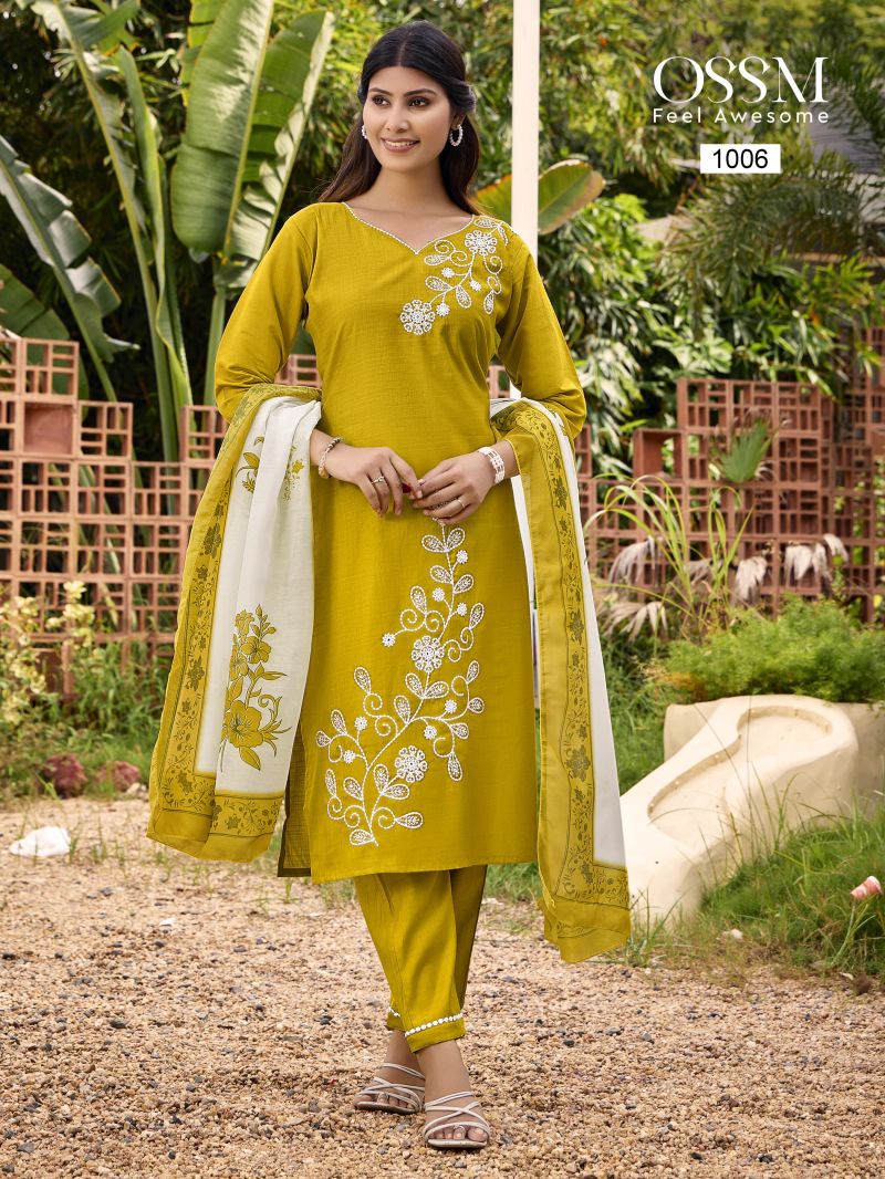 Ossm Noor 1001 Series Viscose Vatican Silk Kurti Bottom With Dupatta