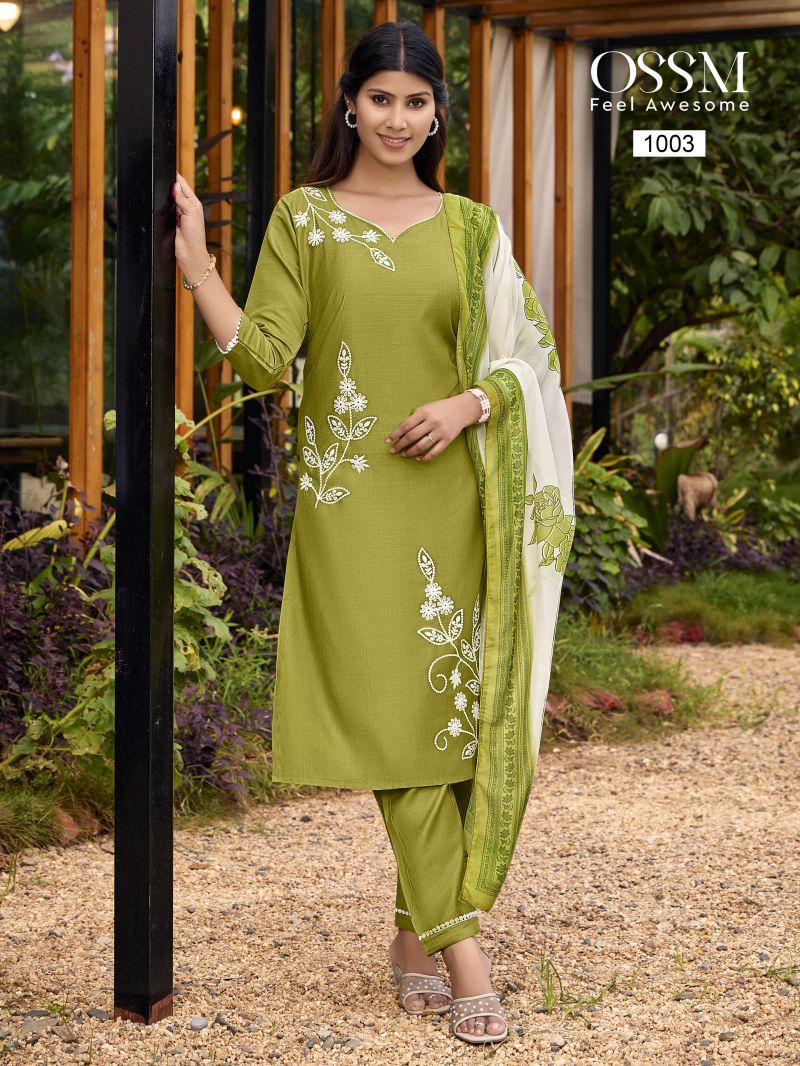 Ossm Noor 1001 Series Viscose Vatican Silk Kurti Bottom With Dupatta