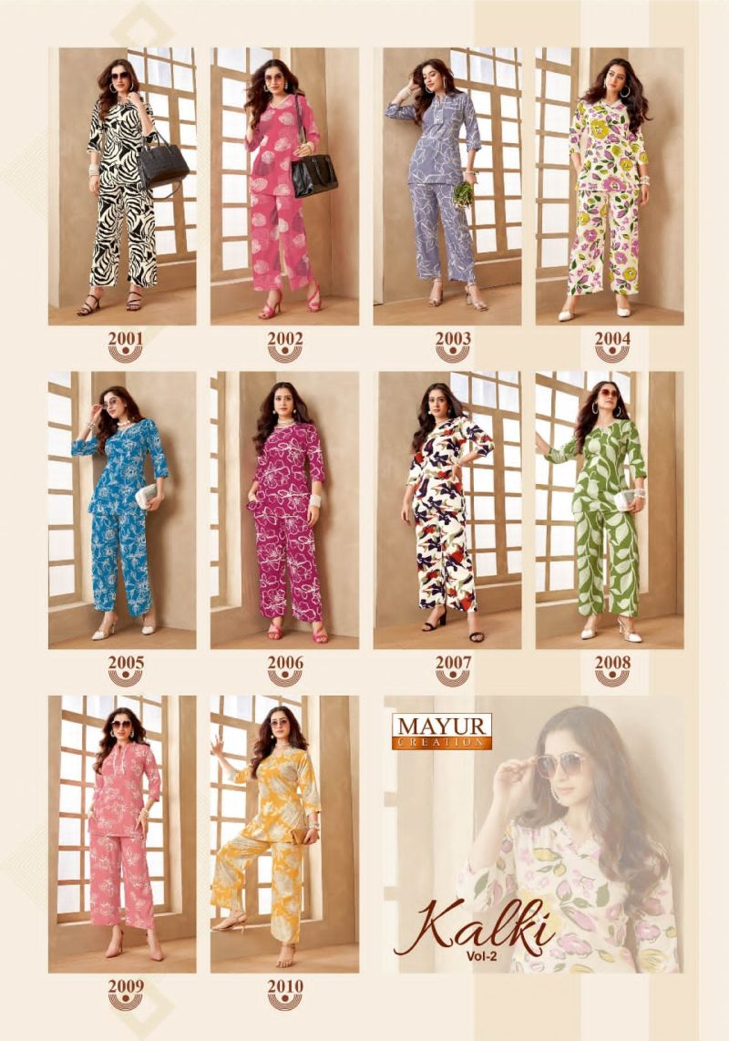 Mayur Kalki Vol 2 Rayon Printed Casual Wear Cord Set Collection