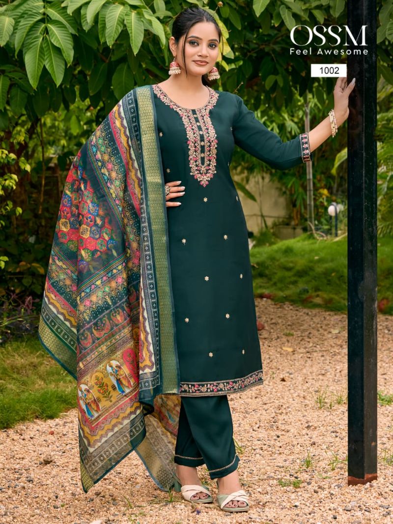Ossm Pihu Roman Silk Kurti Bottom With Dupatta Collection