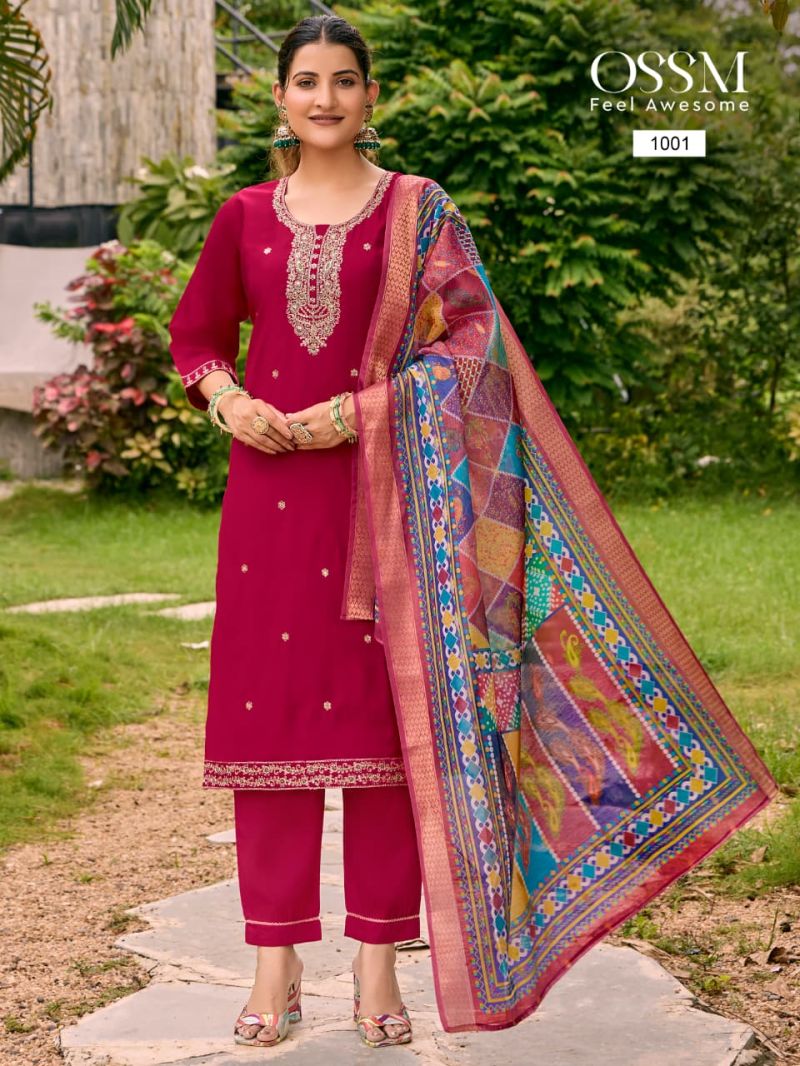 Ossm Pihu Roman Silk Kurti Bottom With Dupatta Collection