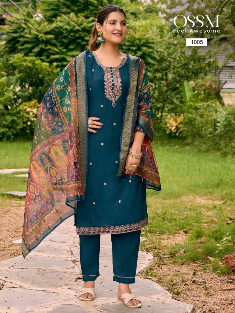 Ossm Pihu Roman Silk Kurti Bottom With Dupatta Collection
